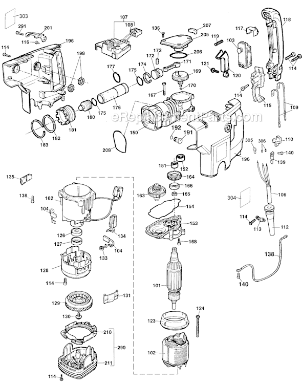 Page B Diagram and Parts List for 5095 Type 101 Black and Decker Hammer Drill